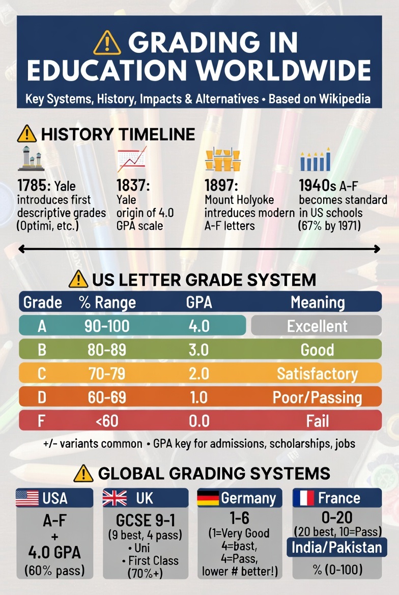 Vintage academic transcript showing early grading system